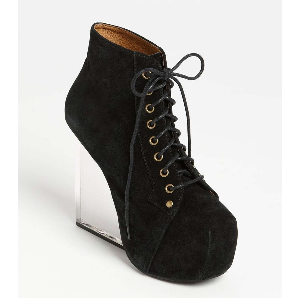 Jeffrey Campbell ‘Dina’ clear wedge suede boot
